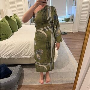Zara Green One Shoulder Dress